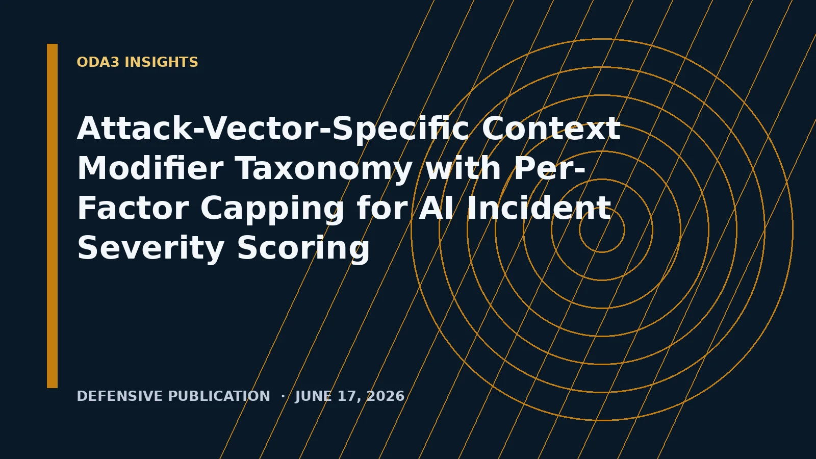 Editorial header for Attack-Vector-Specific Context Modifier Taxonomy with Per-Factor Capping for AI Incident Severity Scoring