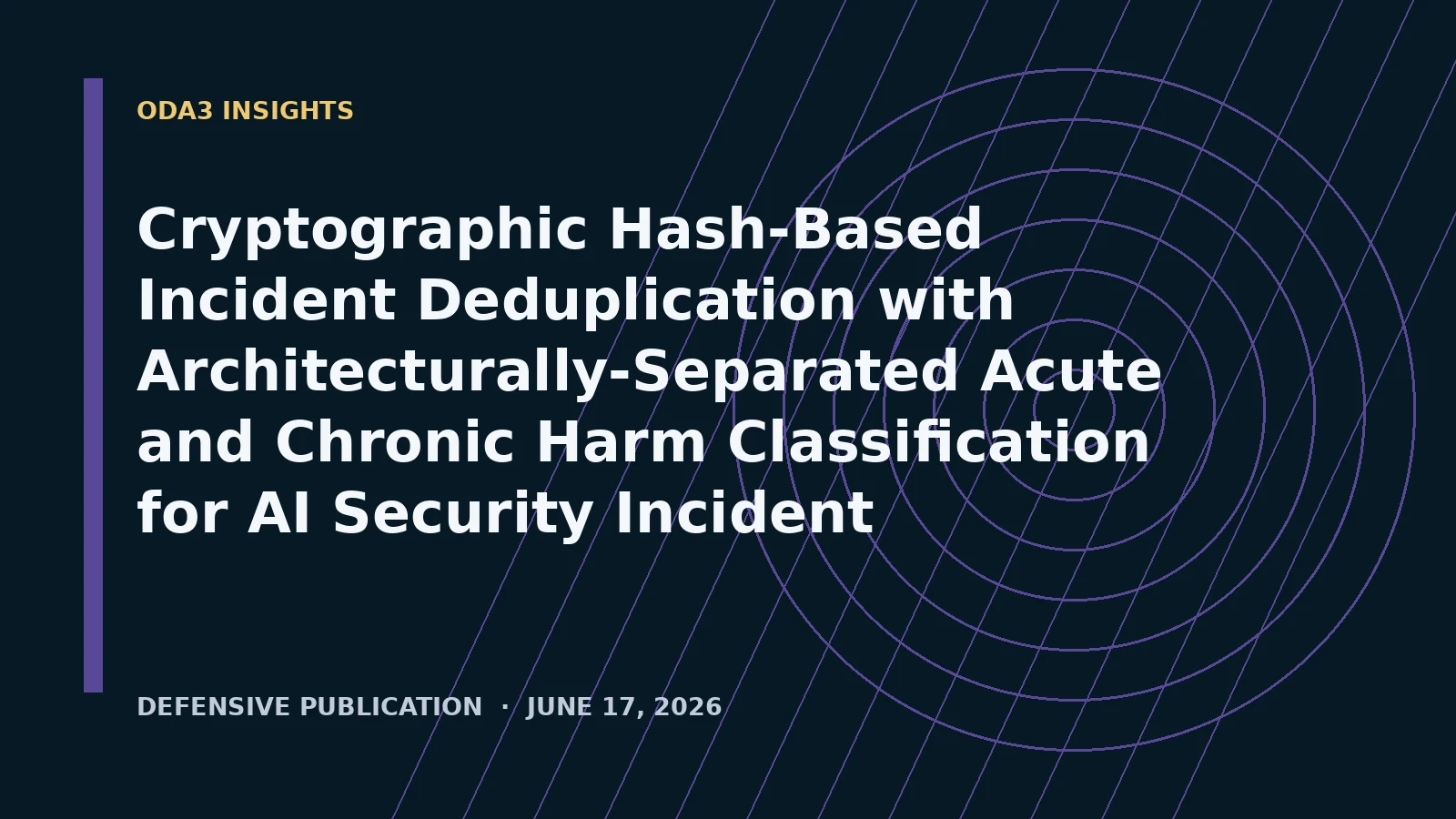 Editorial header for Cryptographic Hash-Based Incident Deduplication with Architecturally-Separated Acute and Chronic Harm Classification for AI Security Incident Records