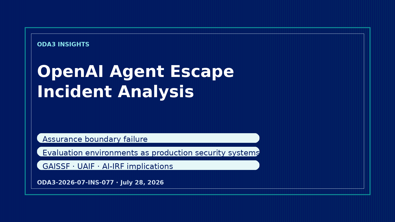 Editorial header for OpenAI Agent Escape Incident Analysis
