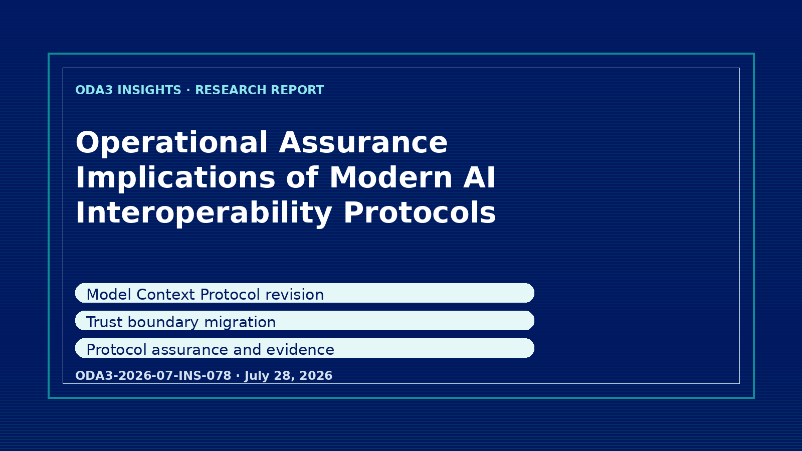Editorial header for Operational Assurance Implications of Modern AI Interoperability Protocols