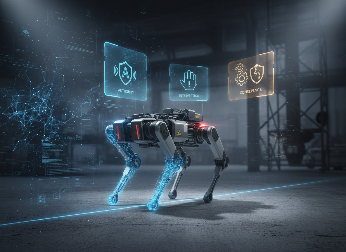 Autonomous physical AI system illustrating the gap between digital AI controls and physical action